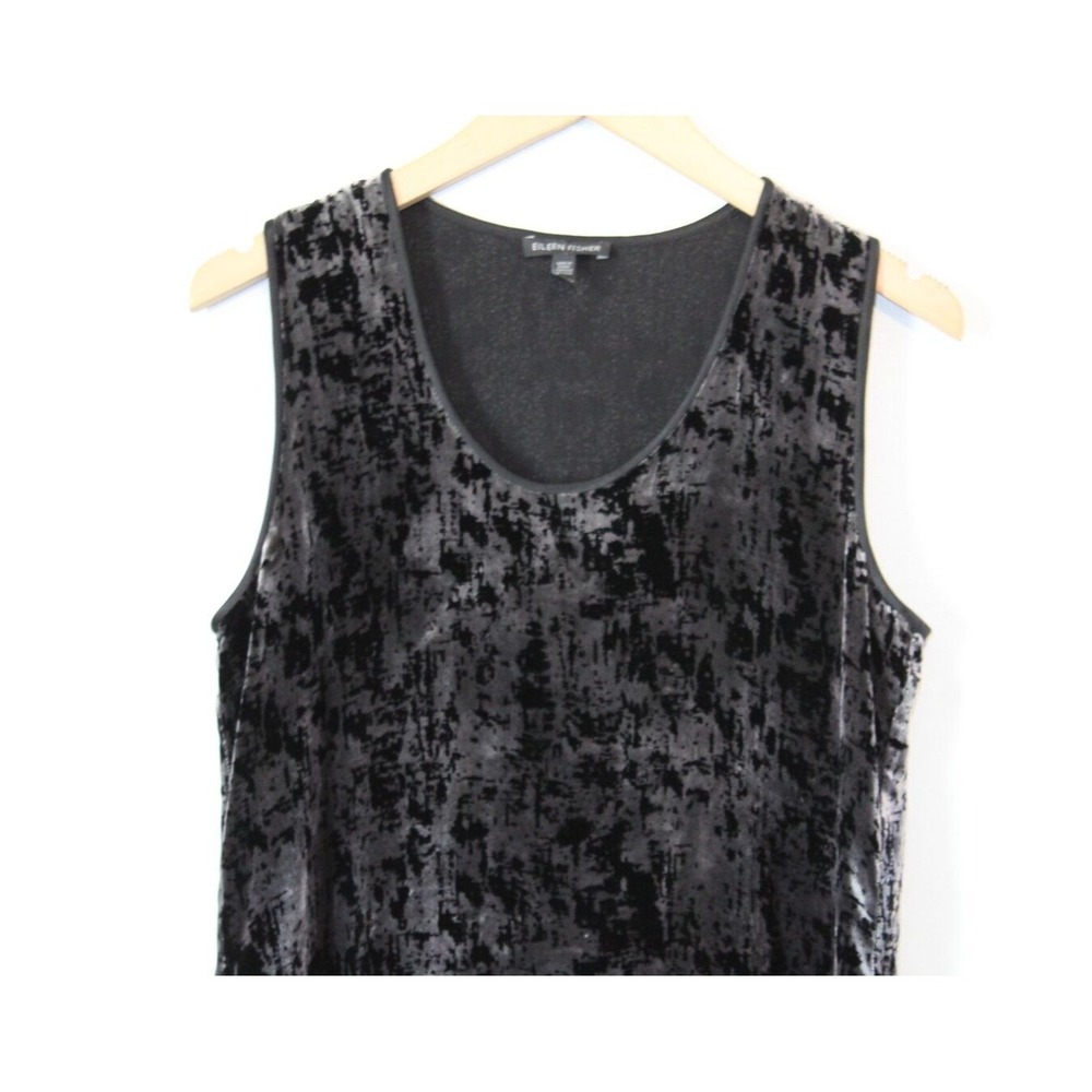Eileen Fisher Sleeveless Crushed Velvet Dress Black Grunge Witchy Whimsigoth XS - Picture 4 of 12